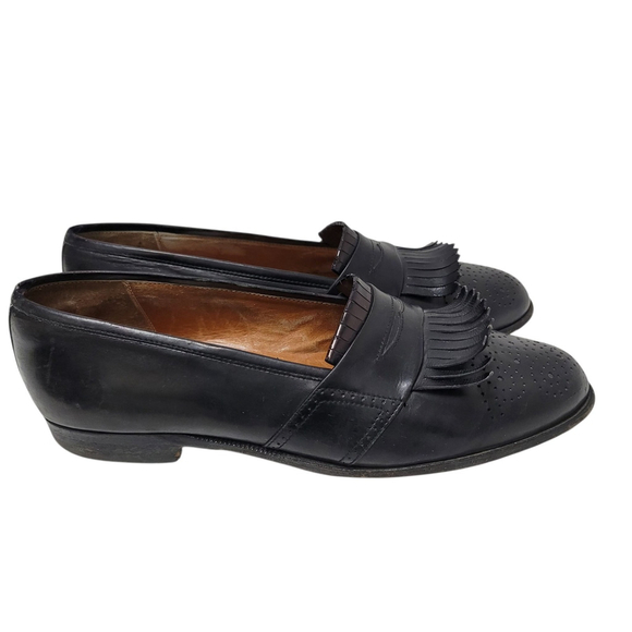 Salvatore Ferragamo Men's Black Leather Wingtip Loafers Size 9D - Picture 3 of 10